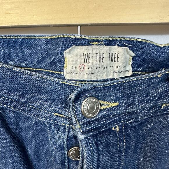 Free People Maggie Ripped Cropped Straight Leg Raw Hem Button Fly Jeans 25 - Picture 5 of 5